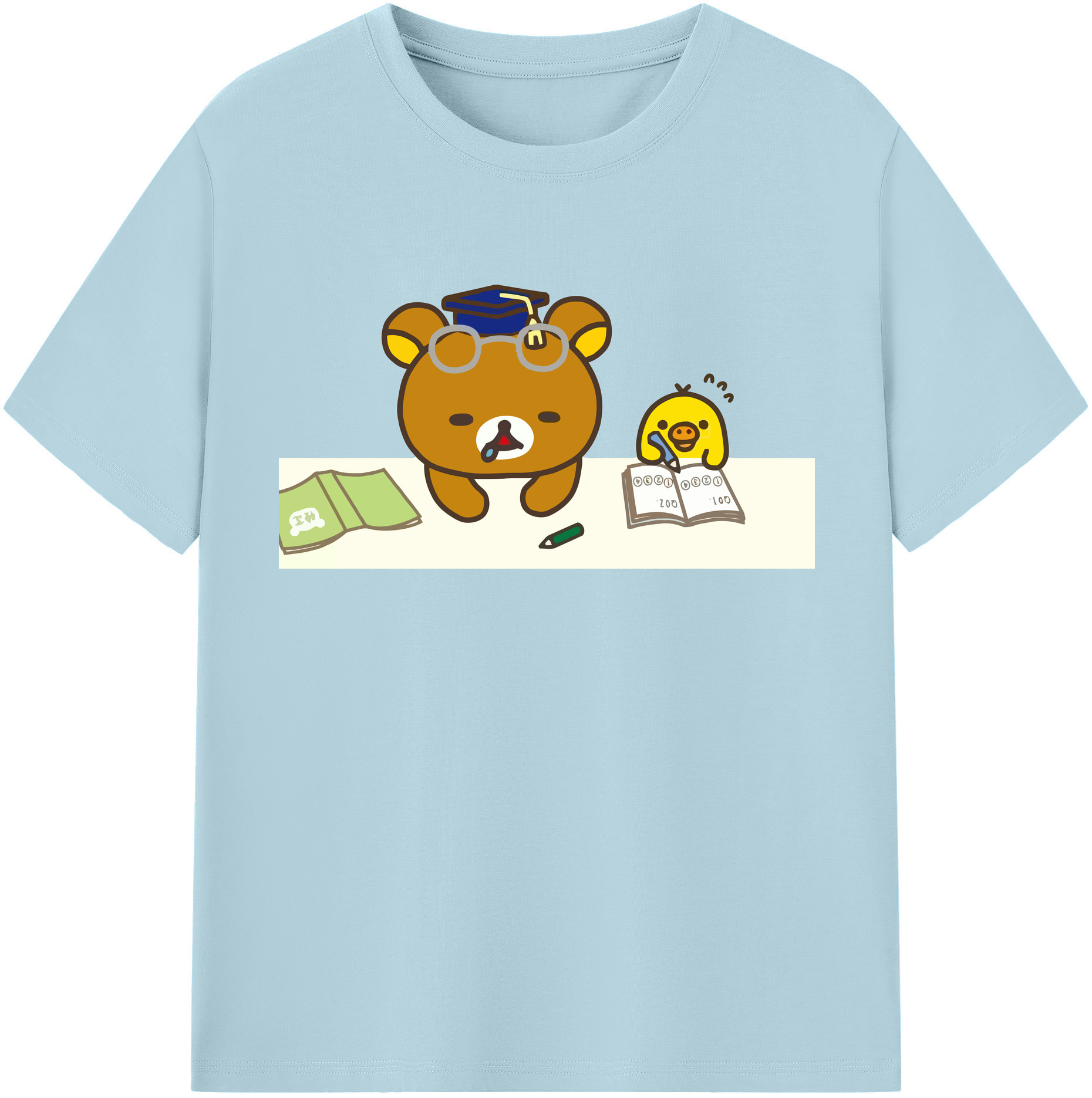 （画像用） リラックマ リラックマ キイロイトリ Rilakkuma Korilakkuma Kiiroitori 綿100％半袖Tシャツ（フロントプリント）